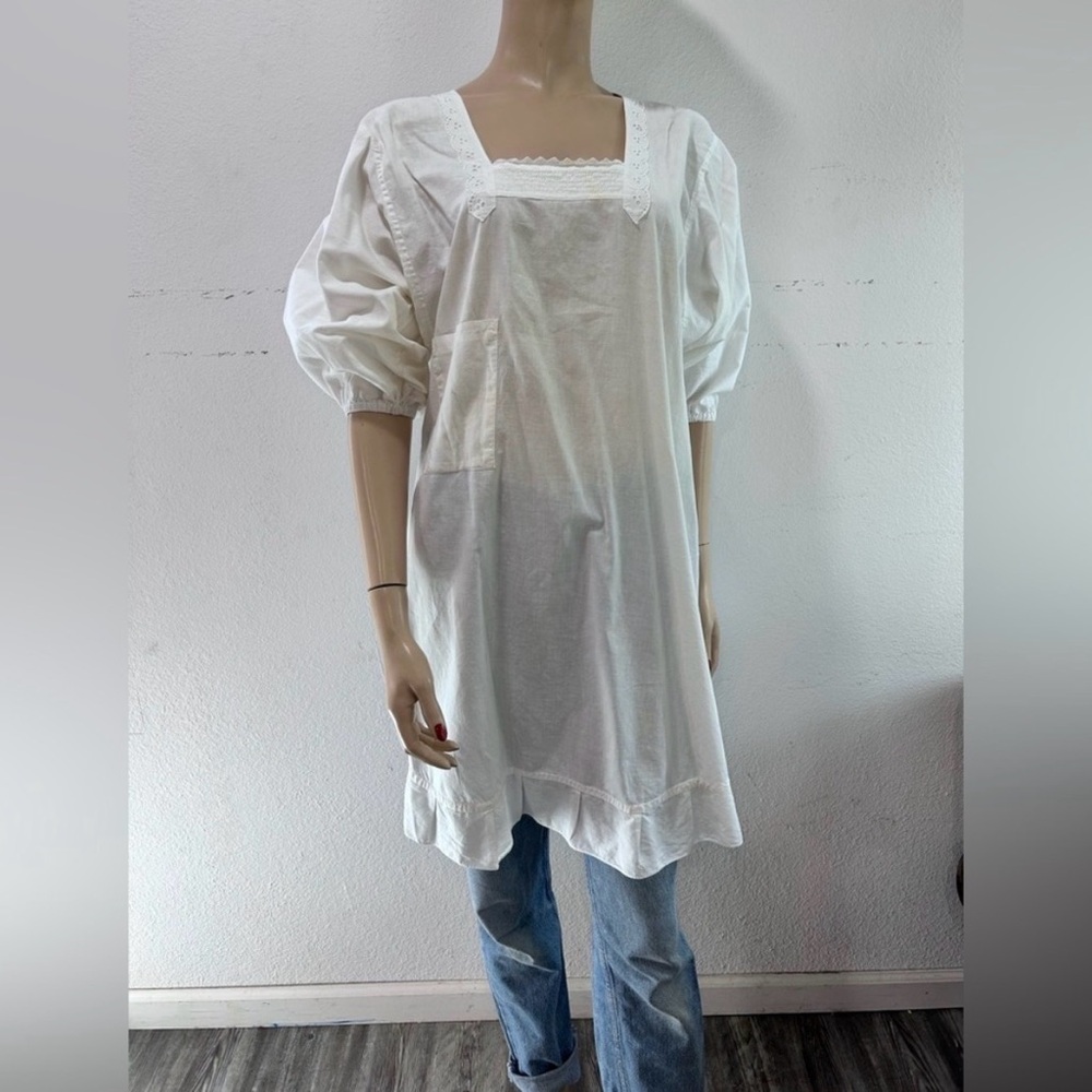 DIA QUEEN Vintage camisole white embroidered open back Tunic Top - Picture 8 of 16